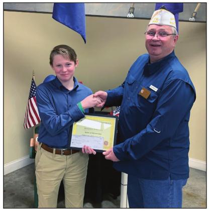 Clifton student Ben Edmiston takes second place and first place in District in the VFW Voice of Democracy contest. Courtesy Photo