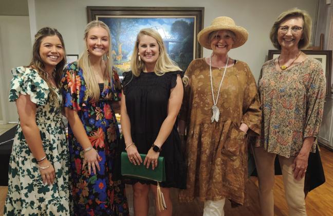 Models volunteering at the Bosque Museum Docents’ “April in Paris” Tea-And-Style Show included (from left) Maddie Burk, Bailey Ledbetter, Kate Robinson, Carla Sigler, and Cindy McAfee. Courtesy Photo By Bryan Davis