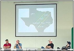 Representatives from the City of Clifton, Clifton Police Department, Bosque County Office of Emergency Management, and North Bosque Emergency Medical Services on Tuesday, March 5, participated at the Clifton High School cafeteria in an information session about the upcoming total solar eclipse happening on Monday, April 8, 2024. The map above shows the path the Moon’s shadow will take over Texas. Nathan Diebenow | The Clifton Record