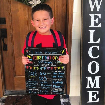 Lane Harper is ready for his first day of third grade at Clifton Elementary School. CISD’s 2021-2022 school year began Tuesday, August 17. Photo Courtesy Krystal Harper