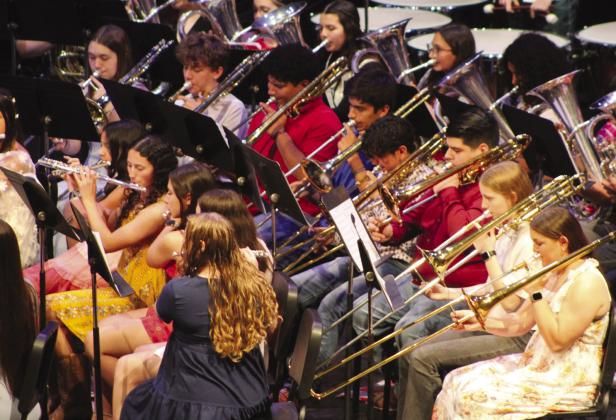 The MEGA-Band of the Clifton ISD band department performed during the 8th grade and HS combined band’s spring concert at the CISD Performing Arts Center on Thursday night, April 25. Nathan Diebenow | The Clifton Record