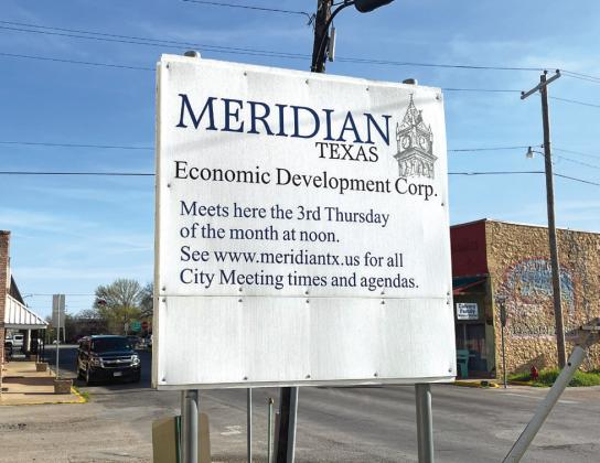 Nathan Diebenow | Meridian Tribune Outside the Meridian Senior Center stands a sign notifying residents and visitors of the Meridian Economic Development Corporation's meetings.