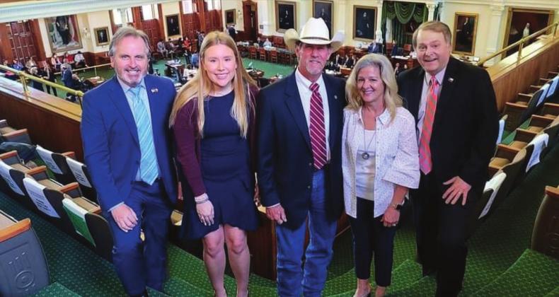 Martin Grelle (center) was recently honored at the Texas State Legislature for his contributions as a Texas Cowboy Artist. Courtesy Photo