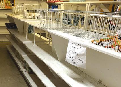 The shelves at the Helping Hands Food Pantry are bare right now due to high demand from local residents and the current limited food supply from the Tarrant-Area Food Bank. Photo Courtesy of Helping Hands Food Pantry