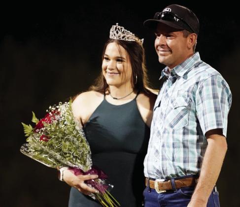 Cranfills Gap homecoming queen Hanna Hinds is escorted by her father Kevin. Photo Courtesy of Eugene Mazzurana