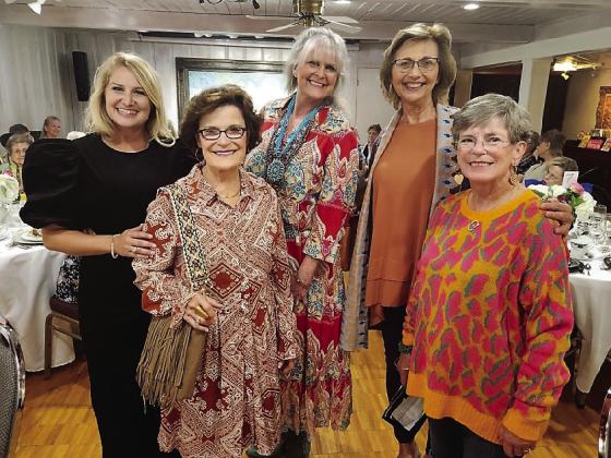 Bosque Museum Docent models (from left) Kate Robinson, Mimi Wright, Carla Sigler, Cindy McAfee and Ginger Albrecht model the latest styles from local shops at the Tea and Style Show. Courtesy Photo