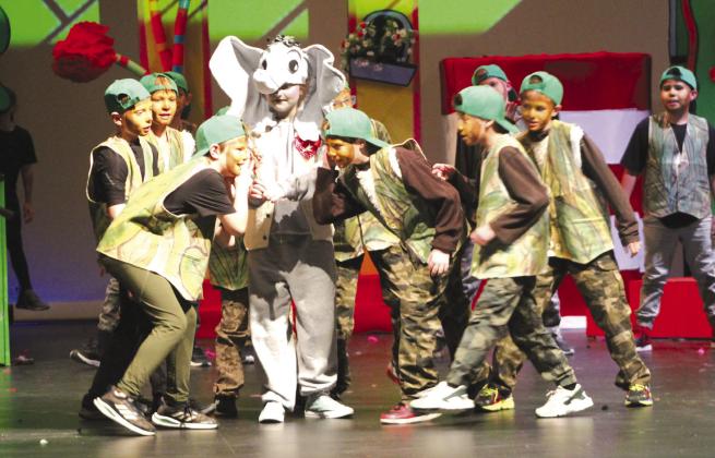 Horton the Elephant interacted with The Wickersham Brothers during the Clifton Elementary School 5th Grade Class’s production of Seussical: The Musical at the PAC on Saturday, February 24. Nathan Diebenow | The Clifton Record
