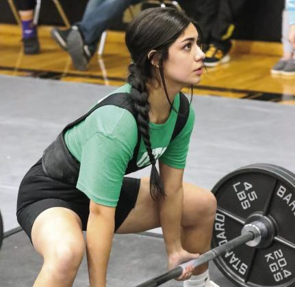 Lady Cub powerlifter Alyssa Santillan competes in dead lift at tri-meet Saturday Photo by Wendy Orozco courtesy of Brett Voss’ The Sports Buzz