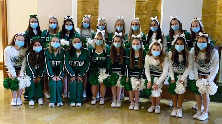Clifton High School’s cheer team finished 15th out of 57 schools at the recent UIL state spirit competition at the Fort Worth Convention Center. Forrest Murphy/Clifton Record