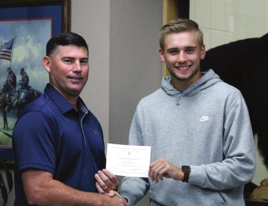 Clifton High School senior Griffin Phillips (right) is named a Commended Student in the 2022 National Merit Scholarship program. With him is CHS principal Jimmy Jackson. Brook DeZavala | The Clifton Record